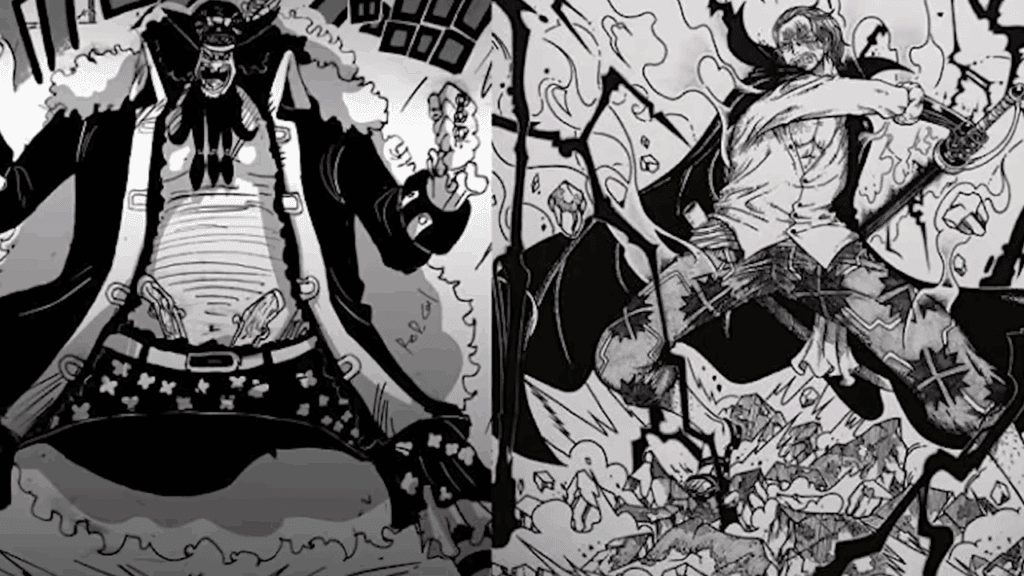 One Piece - L'arme ancienne Pluton : Barbe Noire entre en scène barbe noire contre shanks