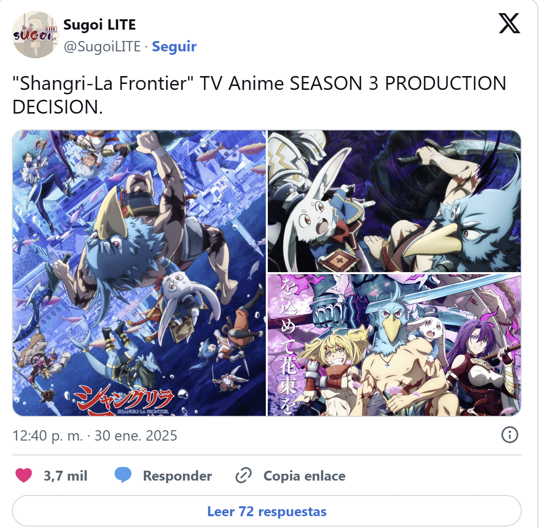 Une Production au Taquet Shangri-La Frontier Saison 3!